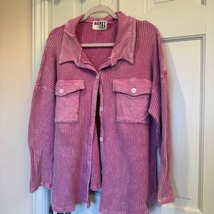 BUCKETLIST Pink Waffle Utility Jacket for Women
